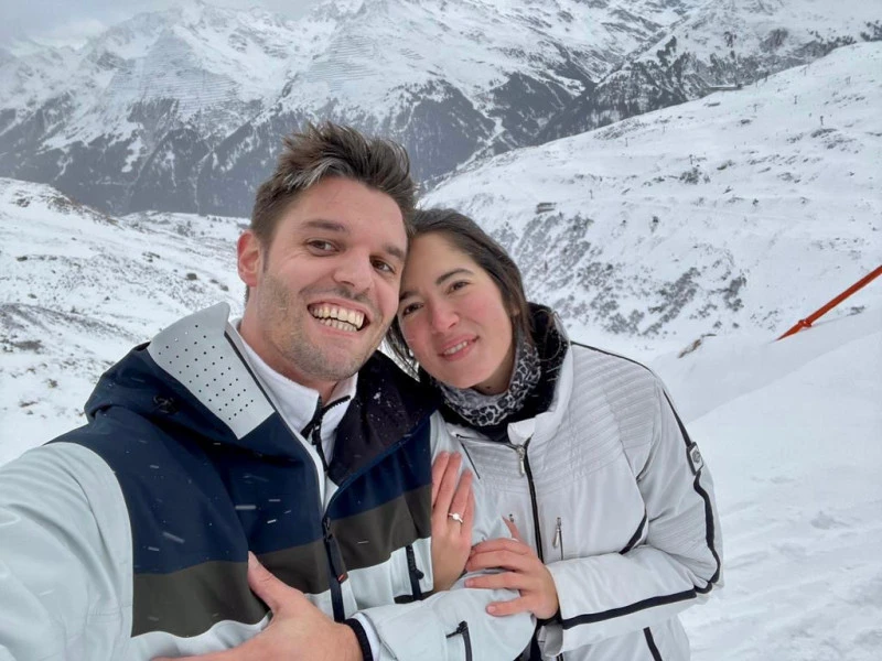 Couple celebrating engagement