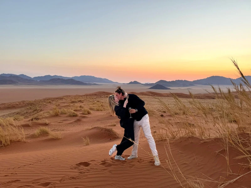 Couple celebrating engagement