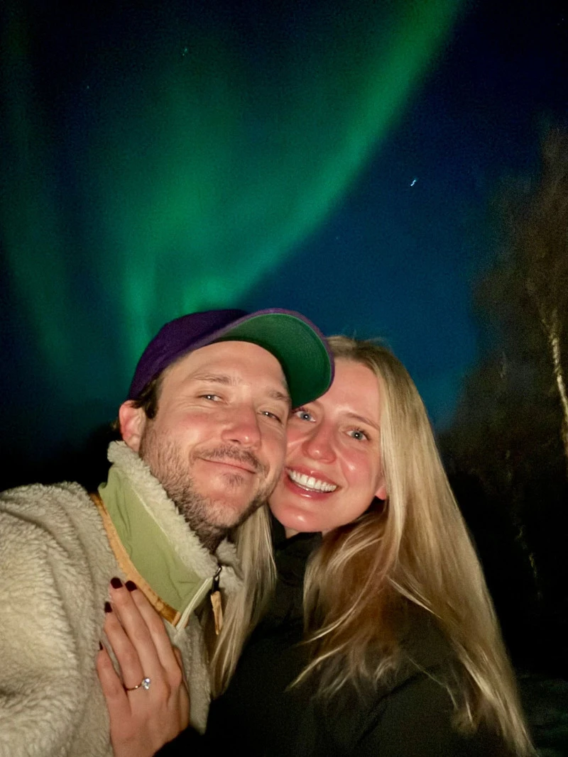 Couple celebrating engagement