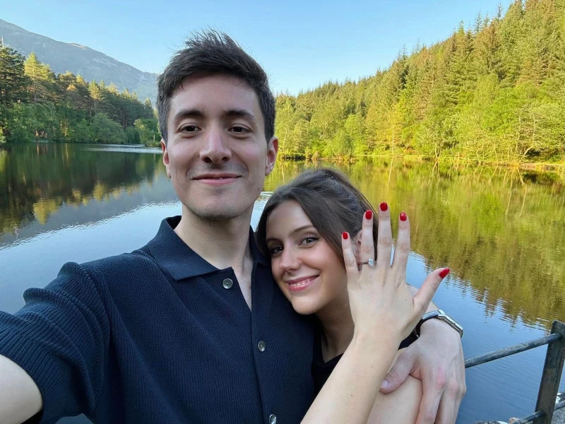 Couple celebrating engagement